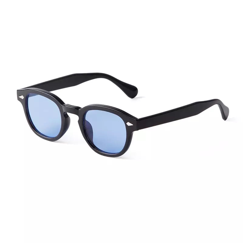 Round Sunglasses Noronha, acetate, women sunglasses, side, blue lenses