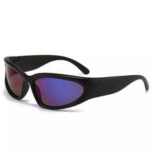 Rectangular Sunglasses Pythia, women and men sunglasses, side, blue lenses