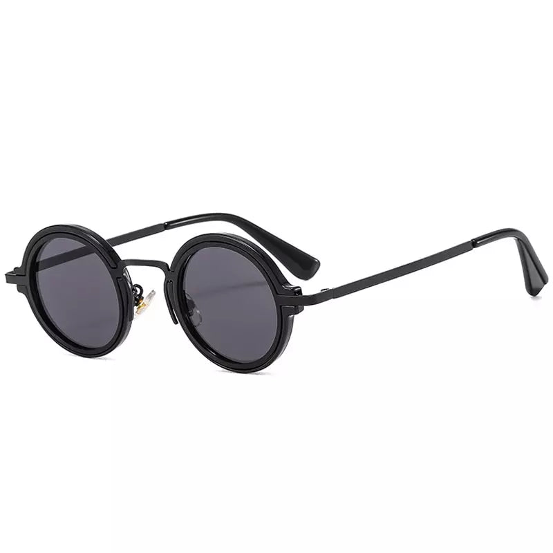 Round Sunglasses Capri, women and men sunglasses, side, black