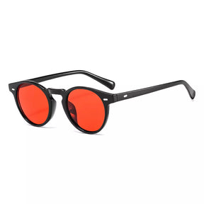 Round Sunglasses Cat Naxos, men and women sunglasses, side, black and red