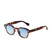 Round Sunglasses Noronha, acetate, women sunglasses, side, leopard blue