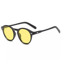 Round Sunglasses Tulum, women and men sunglasses, side, yellow lenses