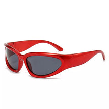 Rectangular Sunglasses Pythia, women and men sunglasses, side, red